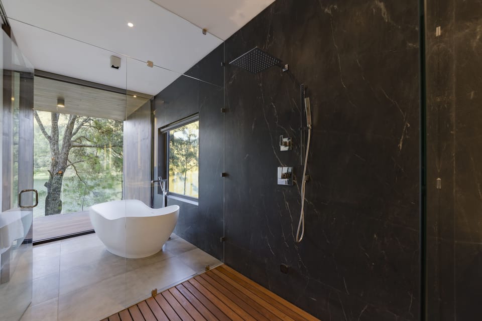 Shower, free toiletries, hair dryer, bathrobes