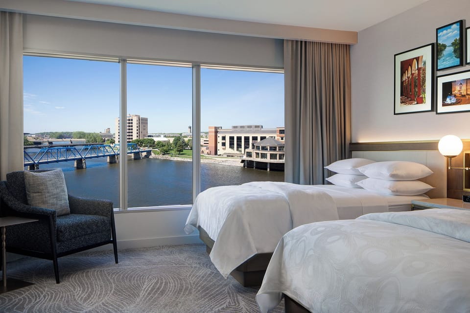 Grand Room, 2 Queen Beds, River View | Premium bedding, minibar, in-room safe, desk