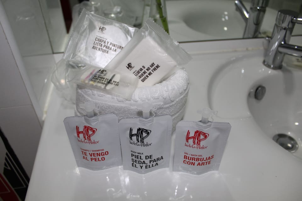 Eco-friendly toiletries, hair dryer, towels, soap