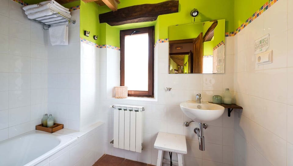 Combined shower/tub, free toiletries, hair dryer, towels
