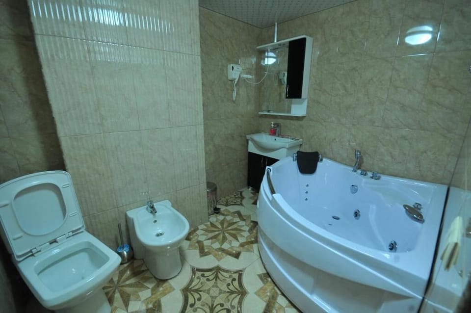 Free toiletries, hair dryer, slippers, towels