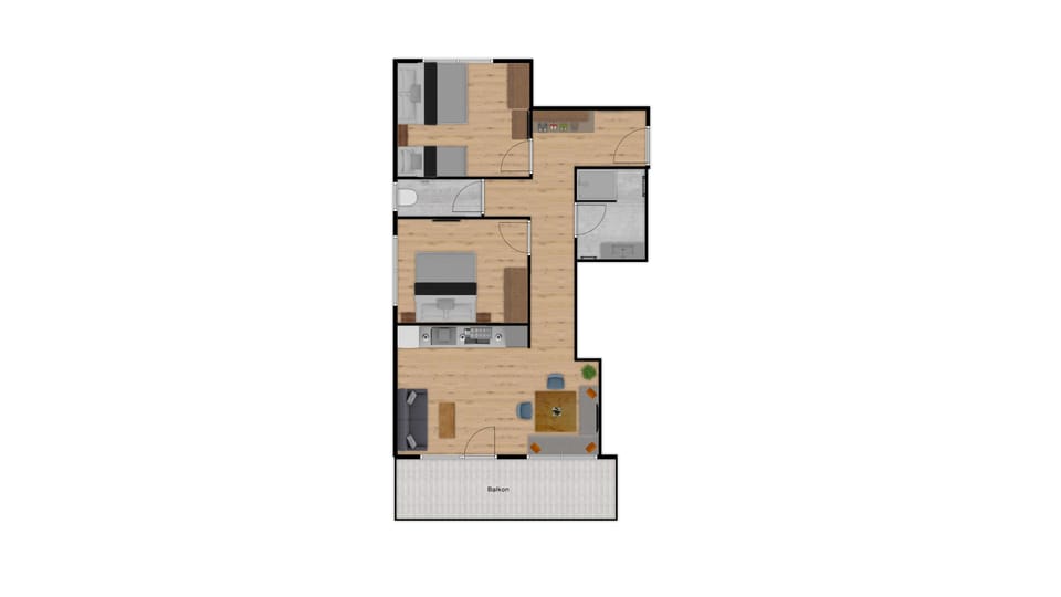 Premium Apartment, 2 Bedrooms, Mountain View, Mountainside (cleaning fee 105 EUR) | Floor plan