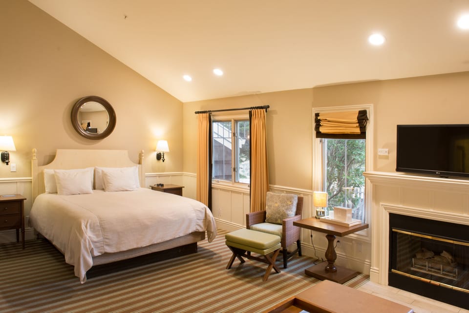 Cottage Studio | Premium bedding, desk, blackout drapes, iron/ironing board
