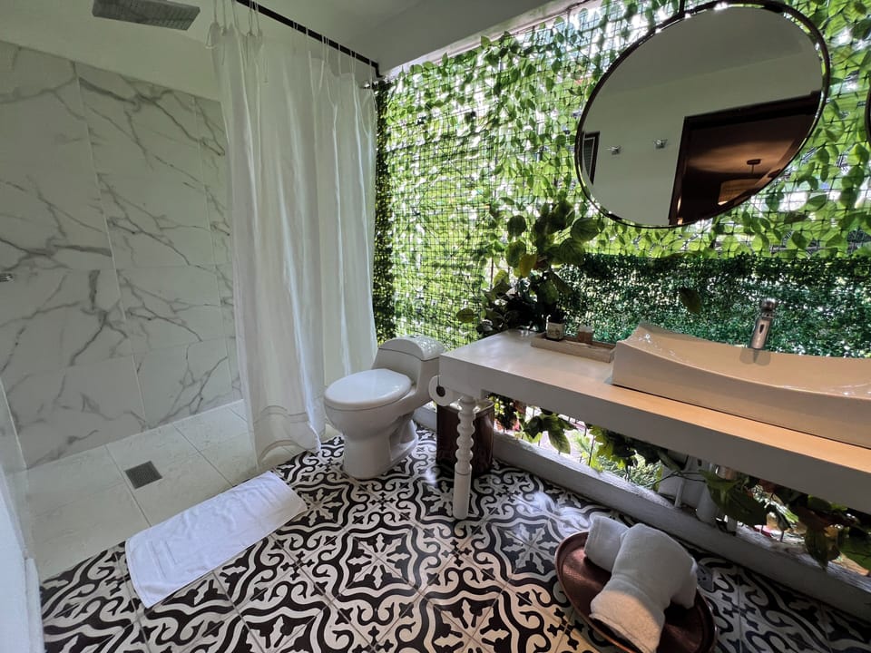 Deluxe Double Room, 1 King Bed | Bathroom | Shower, rainfall showerhead, free toiletries, hair dryer