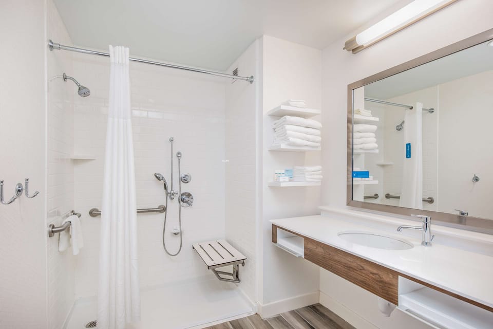 Room, 1 King Bed, Accessible, Non Smoking (w/ roll-in shower) | Bathroom shower