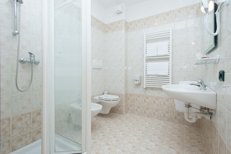Family Room, Terrace, Mountain View | Bathroom | Shower, hair dryer, bidet, towels