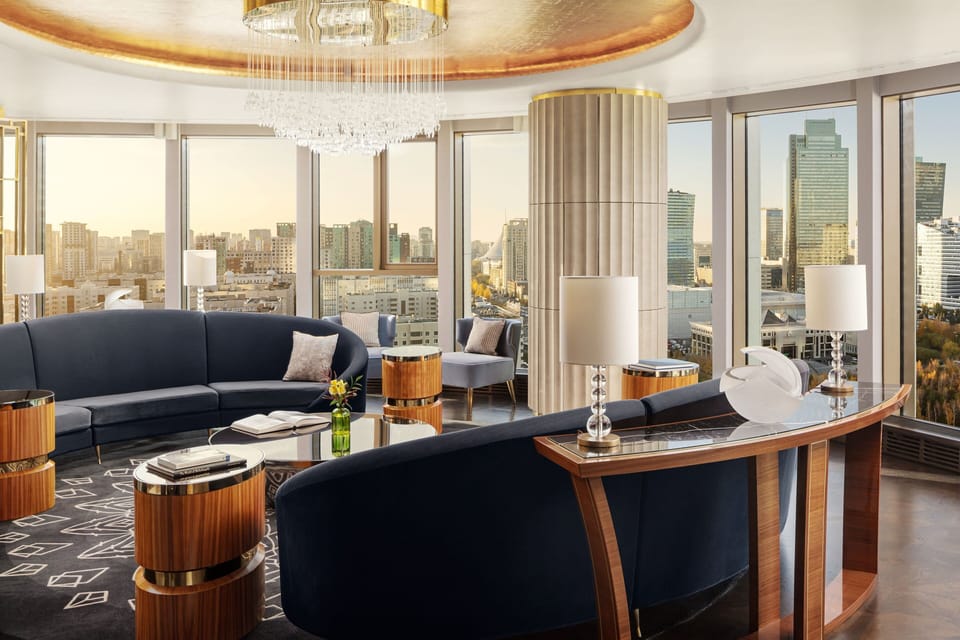 The Ritz-Carlton Suite, 1 King, Non Smoking (Baiterek view) | Living room | 1-inch TV with cable channels