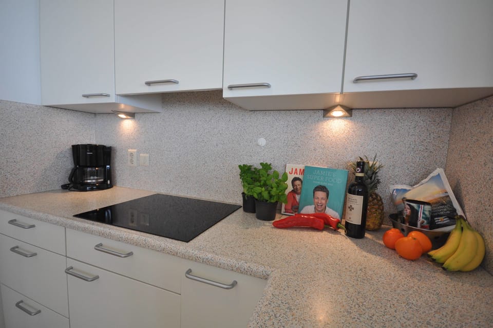 Penthouse, 3 Bedrooms, Sea View | Private kitchen | Full-size fridge, microwave, oven, stovetop
