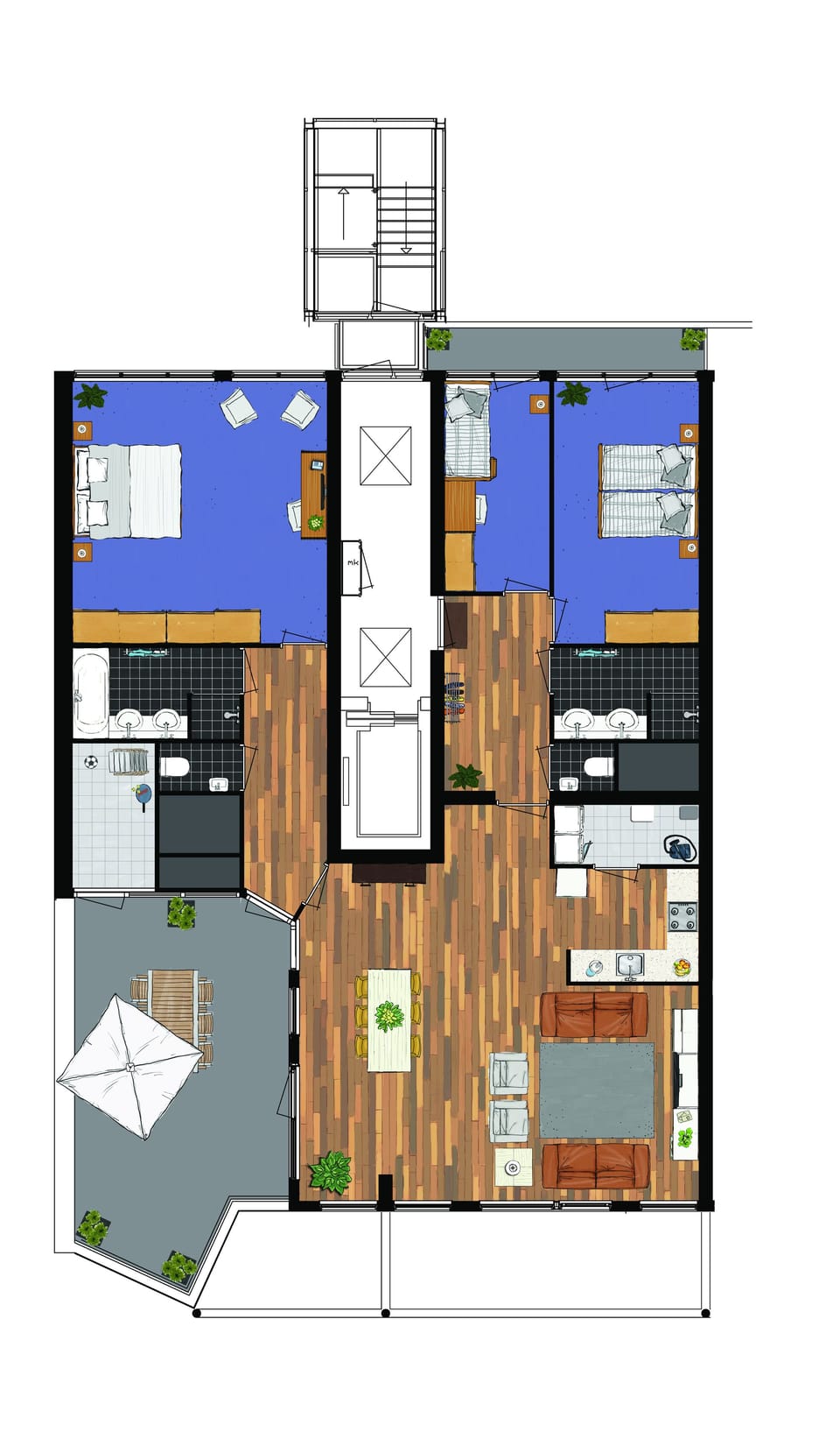 Penthouse, 3 Bedrooms, Sea View | Floor plan