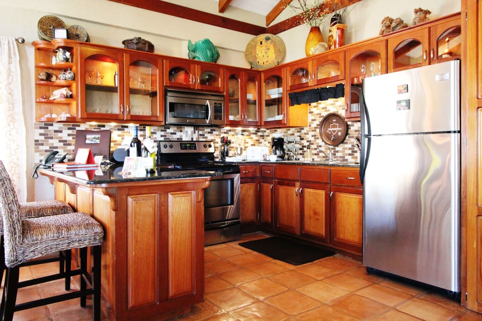 Luxury Villa, 1 Bedroom, Oceanfront | Private kitchen | Full-size fridge, microwave, oven, stovetop
