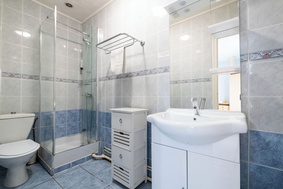 Hair dryer (on request), towels, soap, shampoo