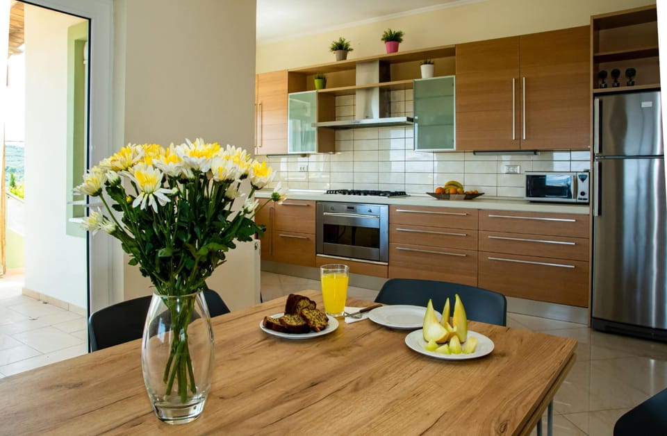 Family Villa, 4 Bedrooms, Private Pool, Sea View | Private kitchen | Full-size fridge, microwave, oven, stovetop