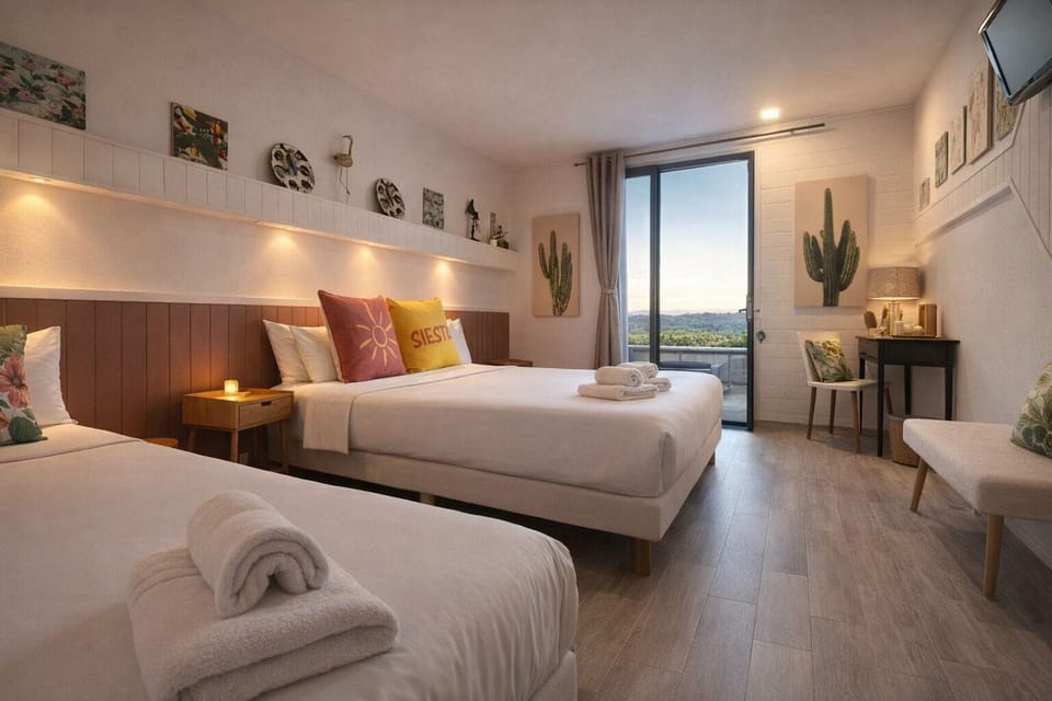 Chambre Triple Confort Terrasse Climatisée | Premium bedding, individually decorated, individually furnished, desk