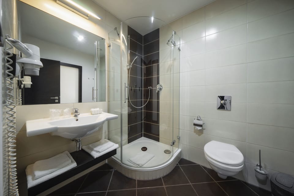 Basic Double Room | Bathroom | Free toiletries, hair dryer, towels, soap