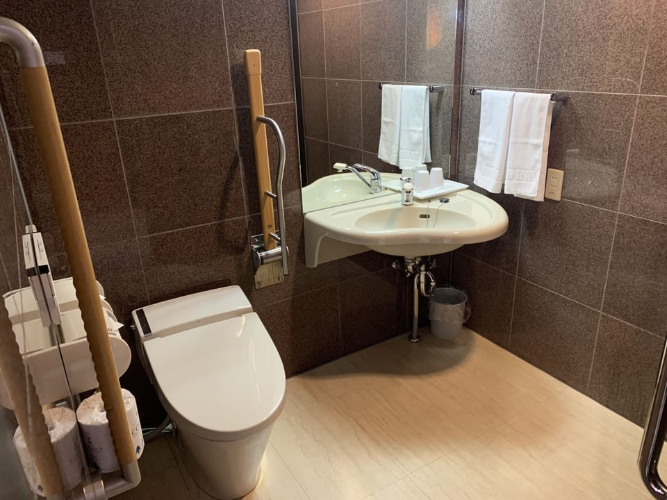 Combined shower/tub, hair dryer, bathrobes, slippers