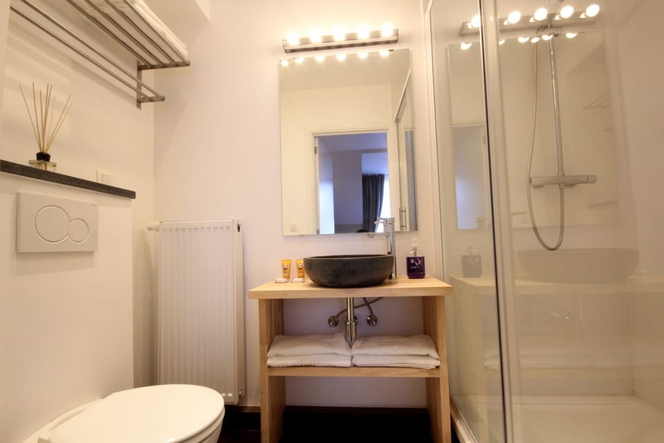 Shower, free toiletries, towels