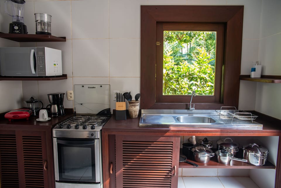 Fridge, microwave, oven, espresso maker
