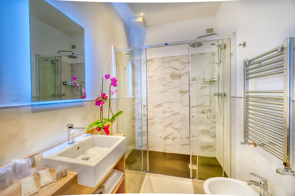 Junior Suite | Bathroom | Shower, free toiletries, hair dryer, slippers