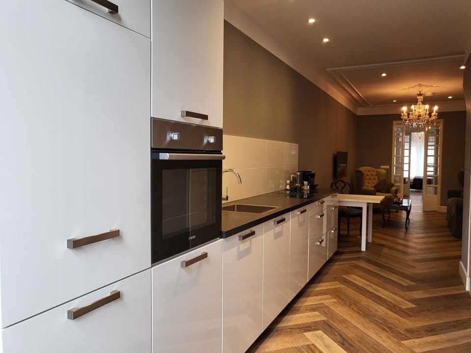 Deluxe Apartment | Private kitchen | Espresso maker, coffee/tea maker, electric kettle
