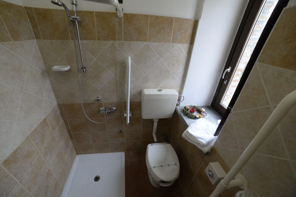 Shower, free toiletries, hair dryer, bidet