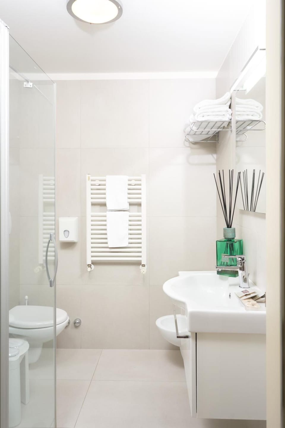 Shower, hair dryer, slippers, bidet