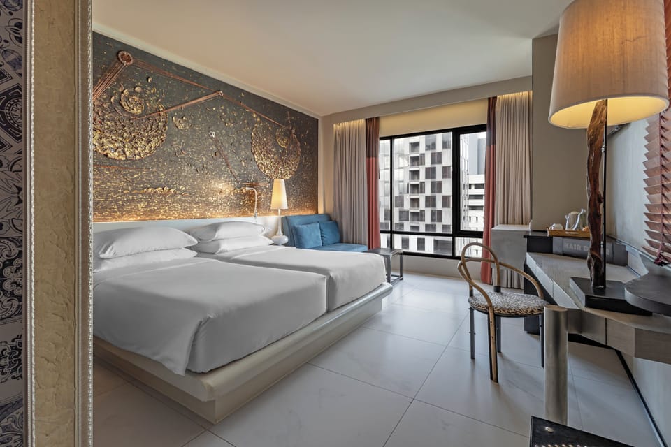 Deluxe Corner 2 Singles | In-room safe, desk, blackout drapes, iron/ironing board (on request)