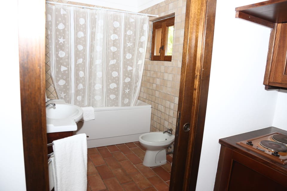 Superior Double Room, Patio | Bathroom | Shower, hair dryer, bidet, towels