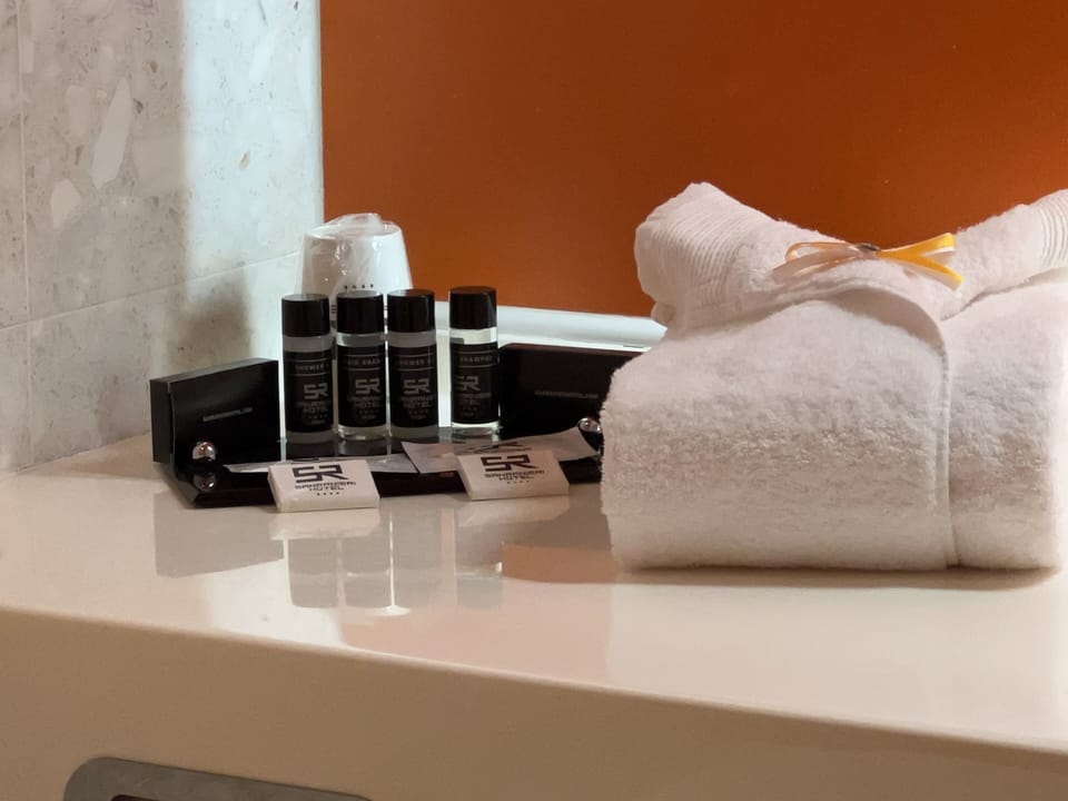 Free toiletries, hair dryer, towels