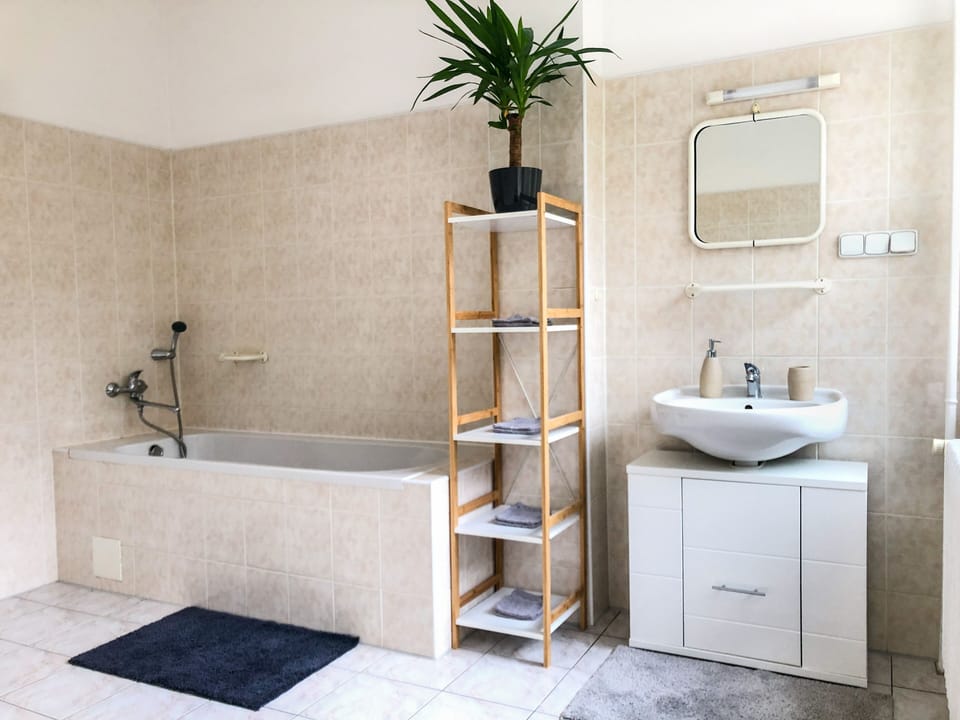 Comfort Apartment | Bathroom | Shower, free toiletries, towels, soap