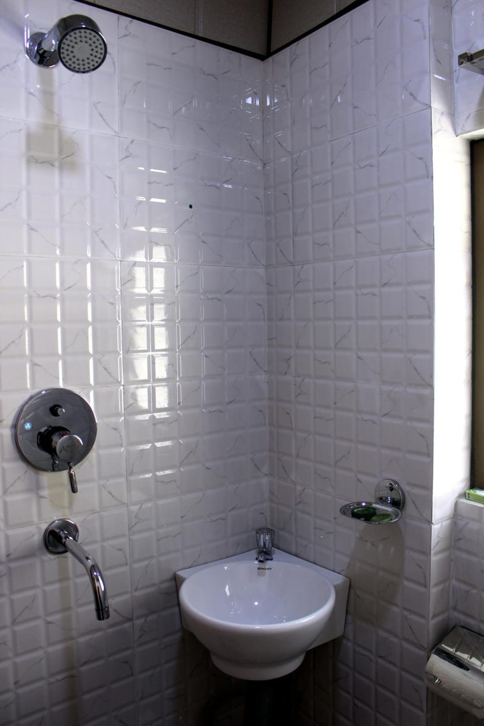 Shower, slippers, towels