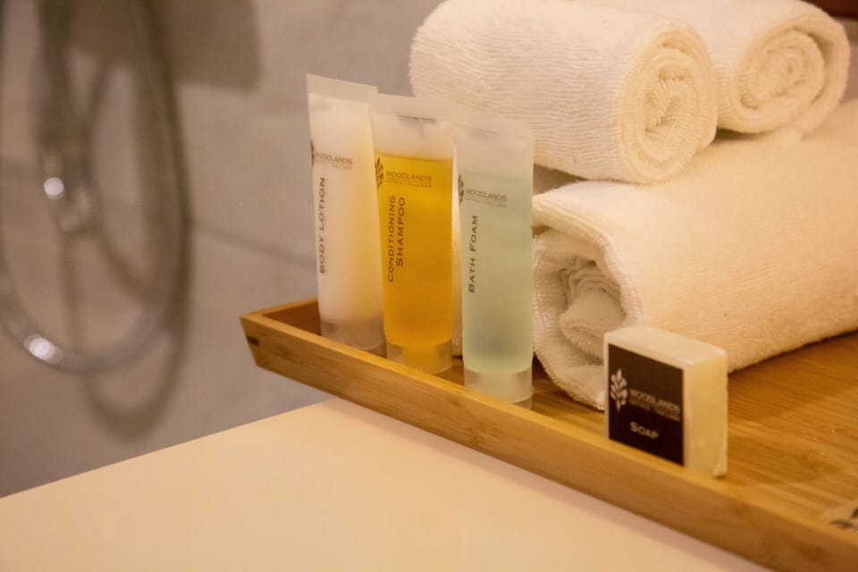 Shower, free toiletries, hair dryer, bathrobes