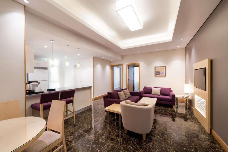 Luxury Apartment, 3 Bedrooms with Maid Room | Living area | 43-inch TV with cable channels