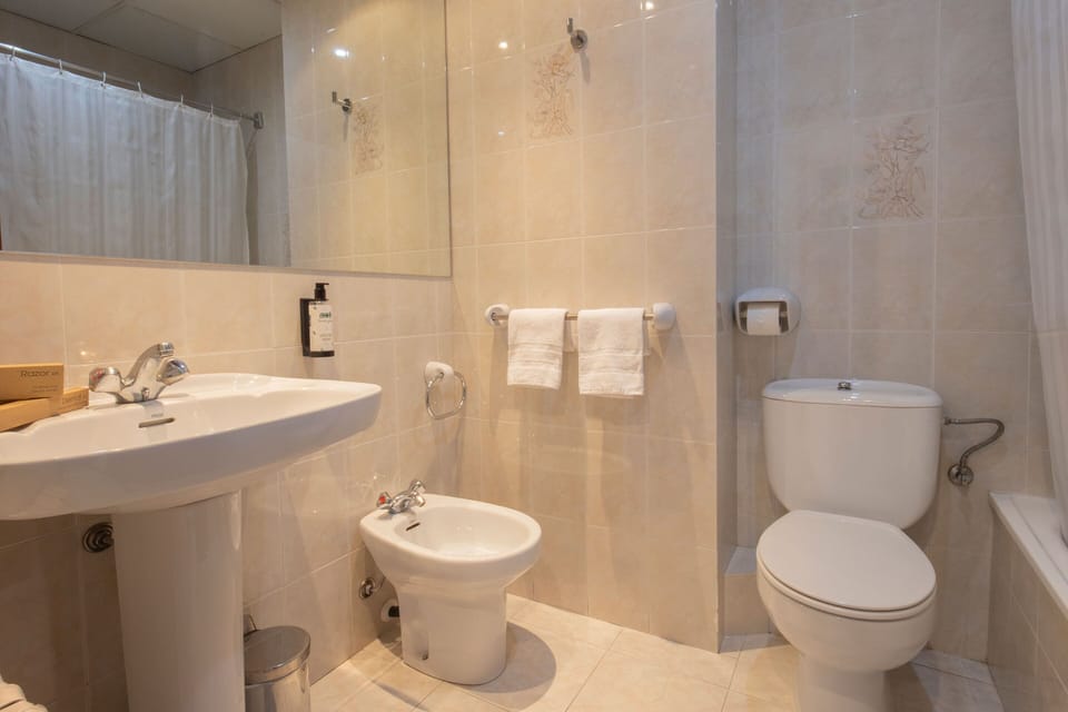 Shower, bidet, towels, soap