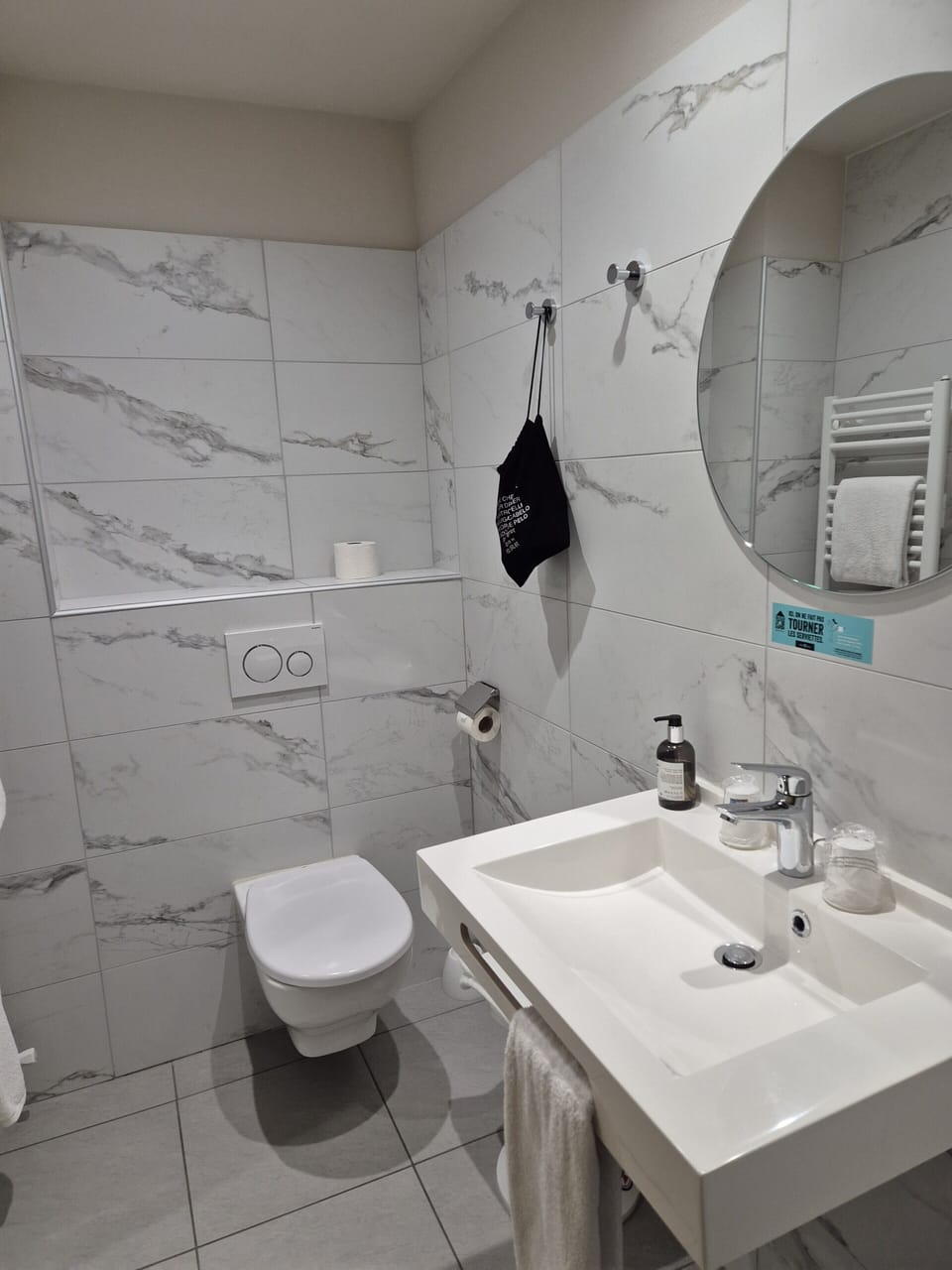 Eco-friendly toiletries, hair dryer, towels, soap