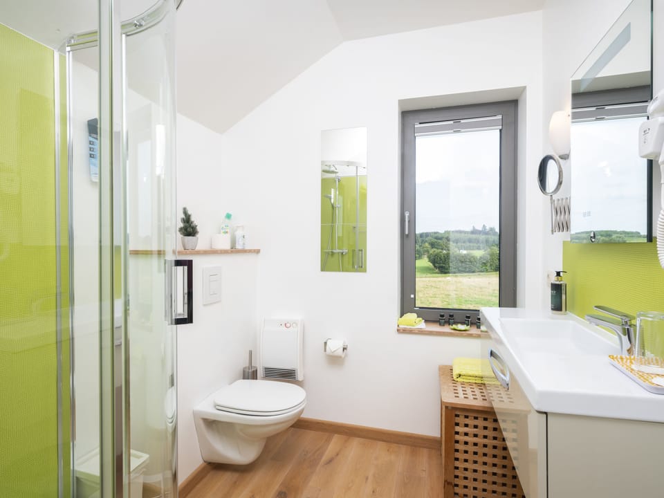 Panoramic Twin Room, Balcony | Bathroom | Shower, rainfall showerhead, free toiletries, hair dryer