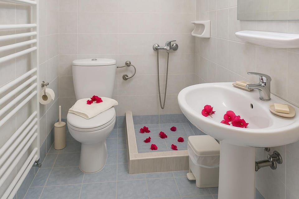 Studio (Triple) | Bathroom | Shower, free toiletries, hair dryer, towels