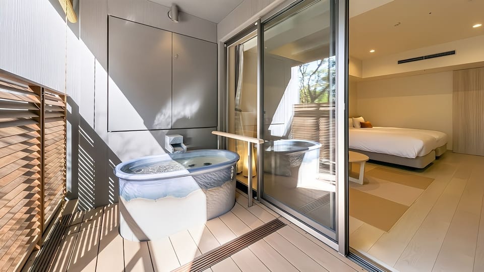 Standard Room, Non Smoking (Open-Air Bath) | Bathroom | Free toiletries, hair dryer, slippers, bidet