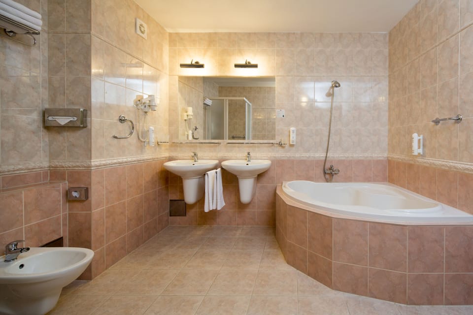 Shower, free toiletries, hair dryer, bathrobes