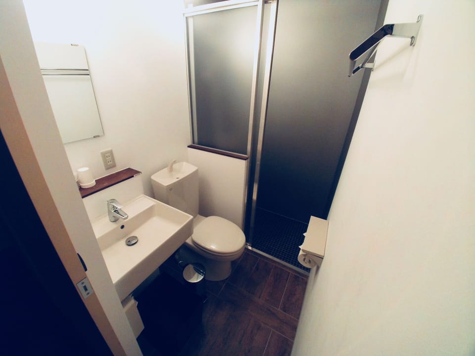 Shower, hair dryer, bathrobes, slippers