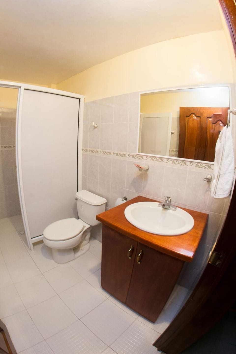 Shower, free toiletries, hair dryer (on request), towels