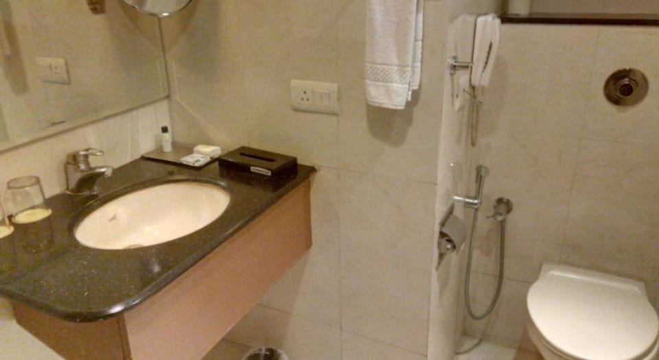 Shower, free toiletries, hair dryer, slippers