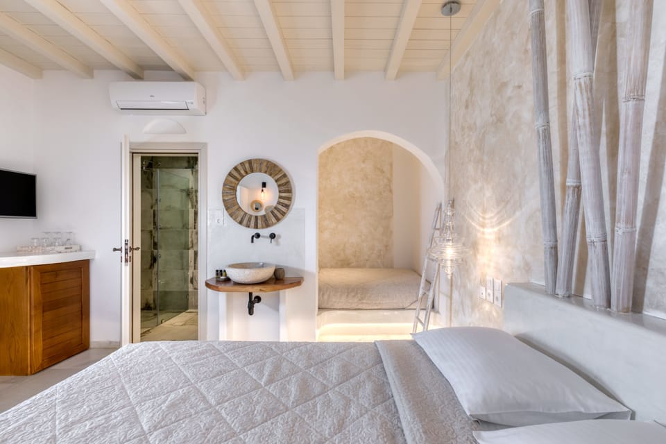 Cycladic Triple Room | Premium bedding, memory foam beds, desk, laptop workspace