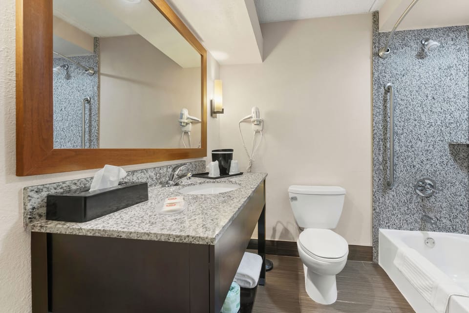 Free toiletries, hair dryer, towels
