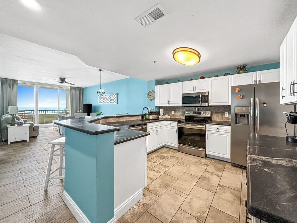 Condo, 3 Bedrooms, Balcony, Beachfront (308A) | Private kitchen | Full-size fridge, microwave, oven, stovetop
