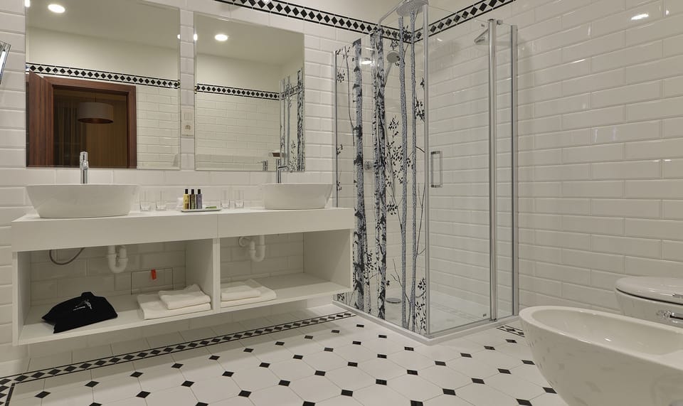 Executive Apartment (hotel EVA)  | Bathroom | Free toiletries, hair dryer, bathrobes, slippers