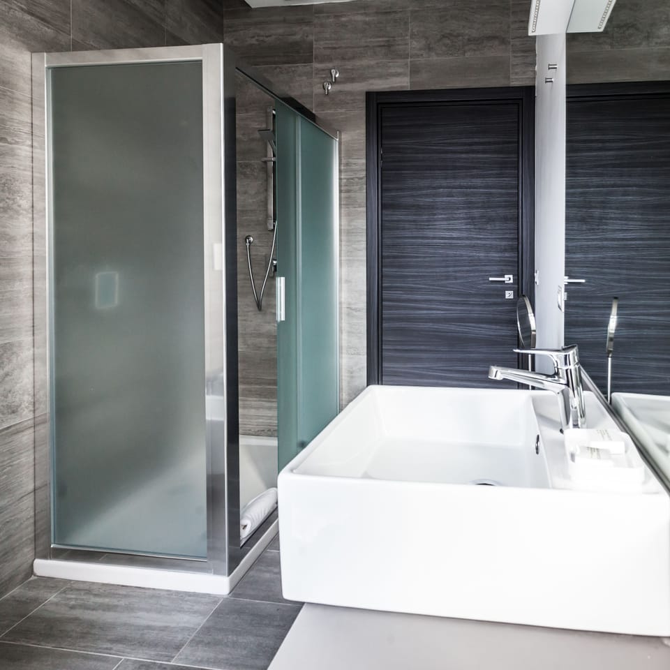 Shower, free toiletries, hair dryer, bidet