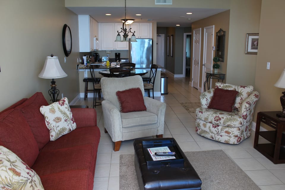 Condo, 2 Bedrooms, Balcony, Beachfront | Living area | Flat-screen TV, DVD player