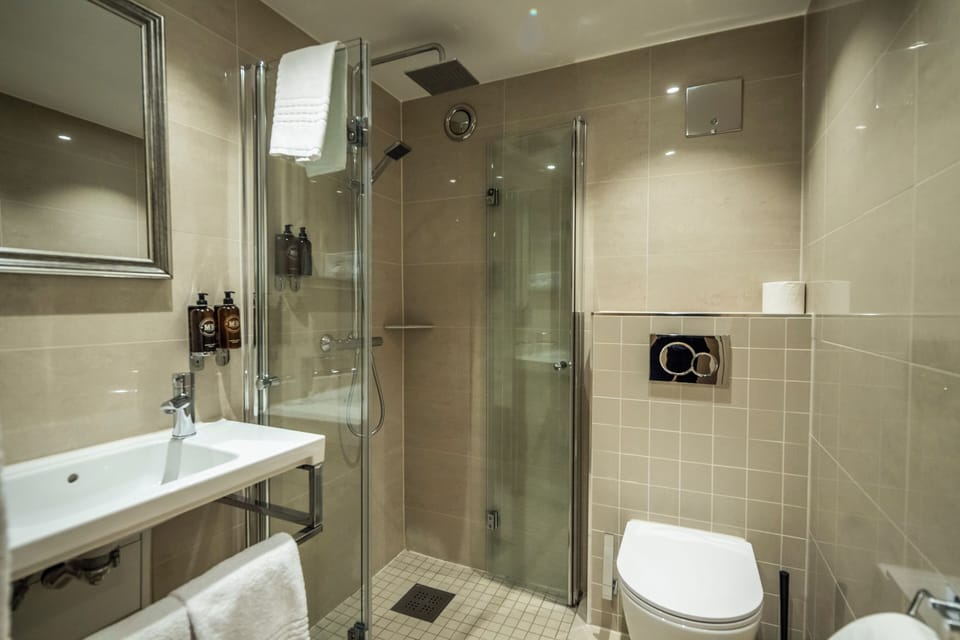 Free toiletries, hair dryer, towels
