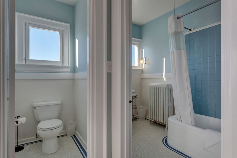 Bathtub, hair dryer, towels