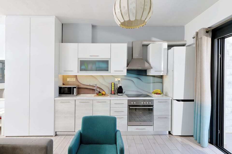 Studio, Sea View, Ground Floor (Euphoria) | Private kitchen | Full-size fridge, microwave, oven, stovetop